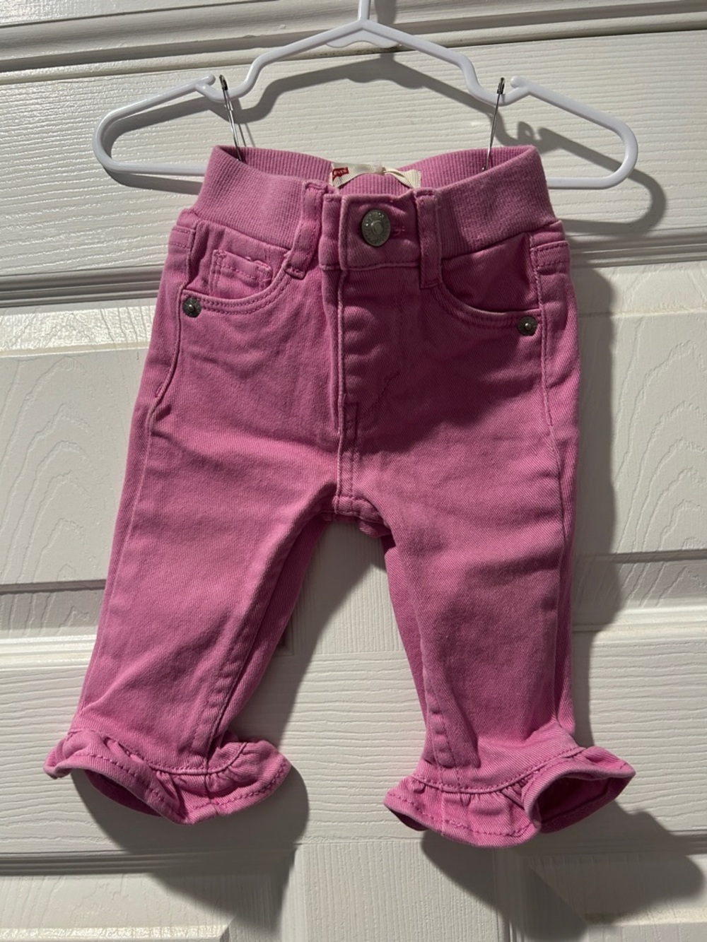 Levi’s Pink Ruffle Hem Flare Jeans Size 6 Months